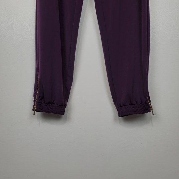 Susan Graver Eggplant Purple Liquid Knit Pull-On Zip Ankle Jogger Pants Size XS - Picture 4 of 14